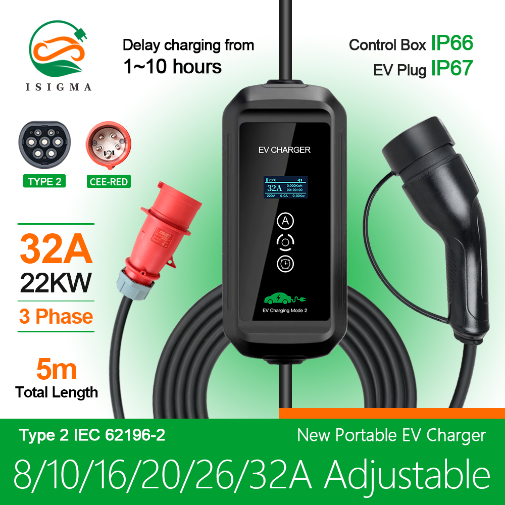 Ev Charger Type 2 22Kw 32A 3 Phase - Pengisi daya EV 22kw 3 fase