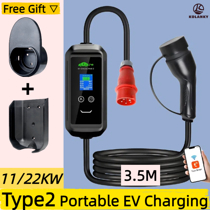 Type 2 Portable Ev Charger 11Kw Cee - Pengisi Daya Portabel EV Tipe Kabel