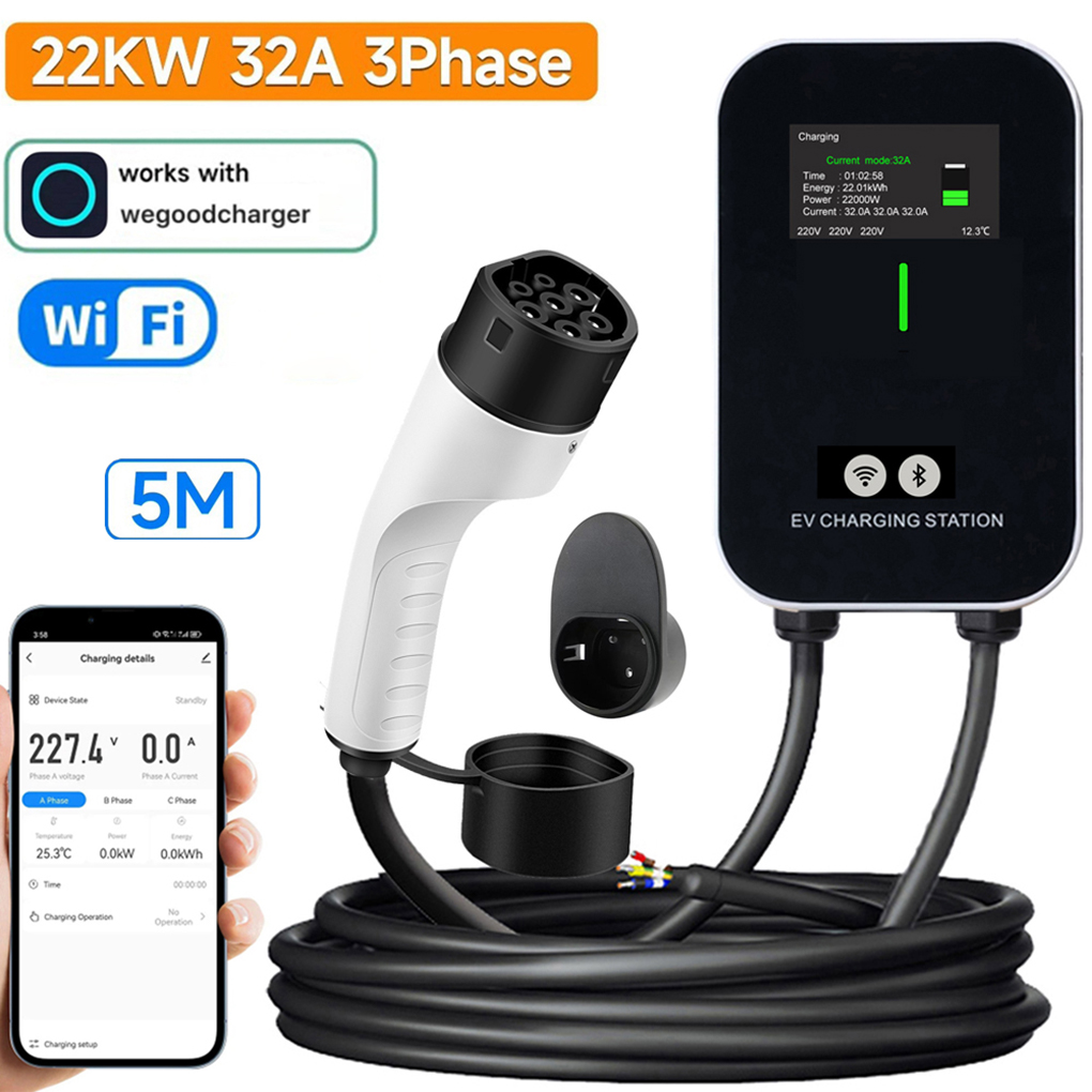 Ev Charger Type 2 22Kw 32A 3 Phase - Pengisi Daya EV Kotak Dinding Tipe-2