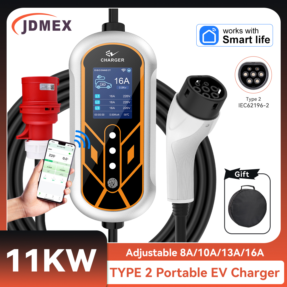 Pengisi Daya JDMEX 11KW Type2  - Type 2 Portable Ev Charger 11Kw Cee ulasan dan harga
