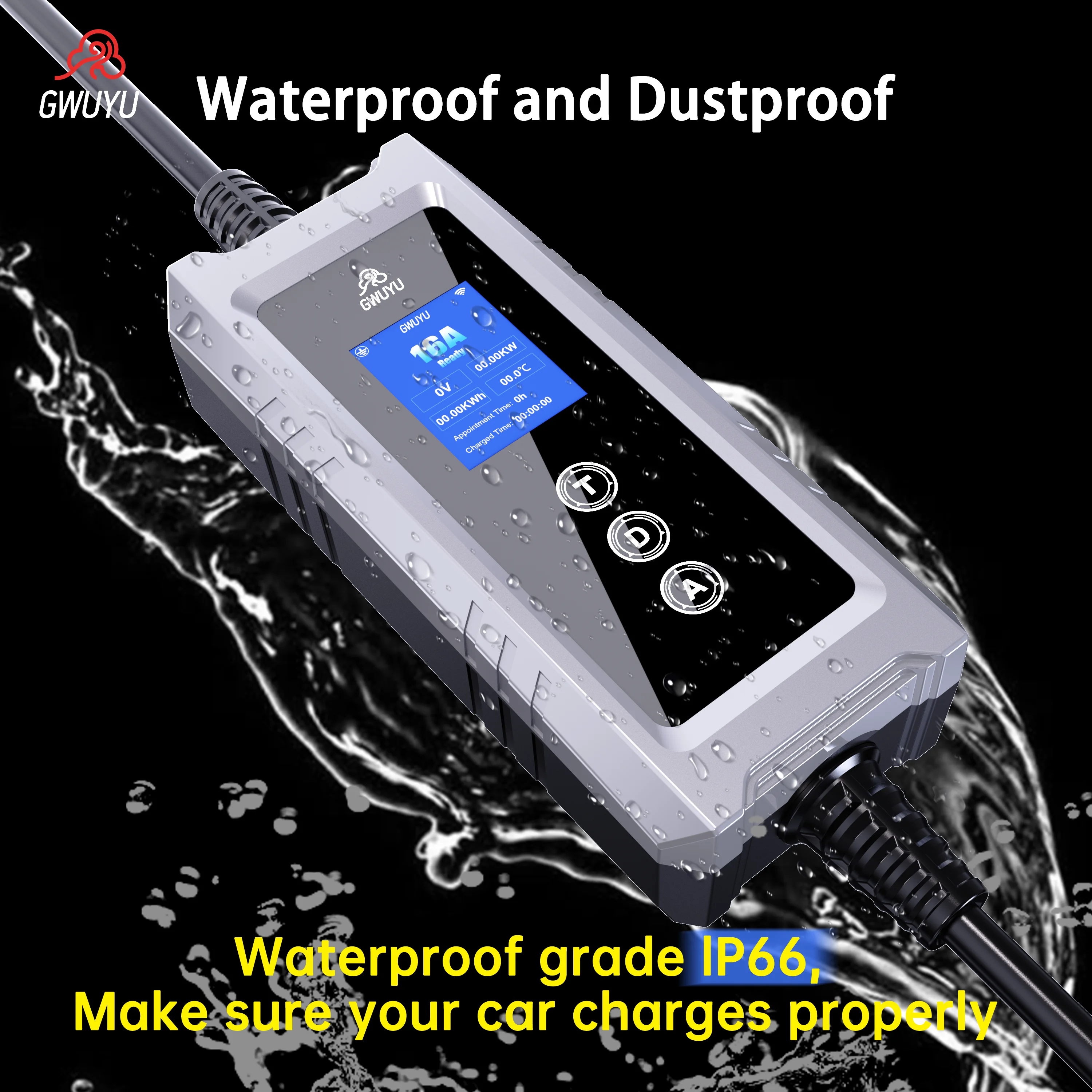 GWUYU 32A Pengisi Daya EV Tipe - Type 2 Portable Ev Charger 11Kw Cee ulasan dan harga