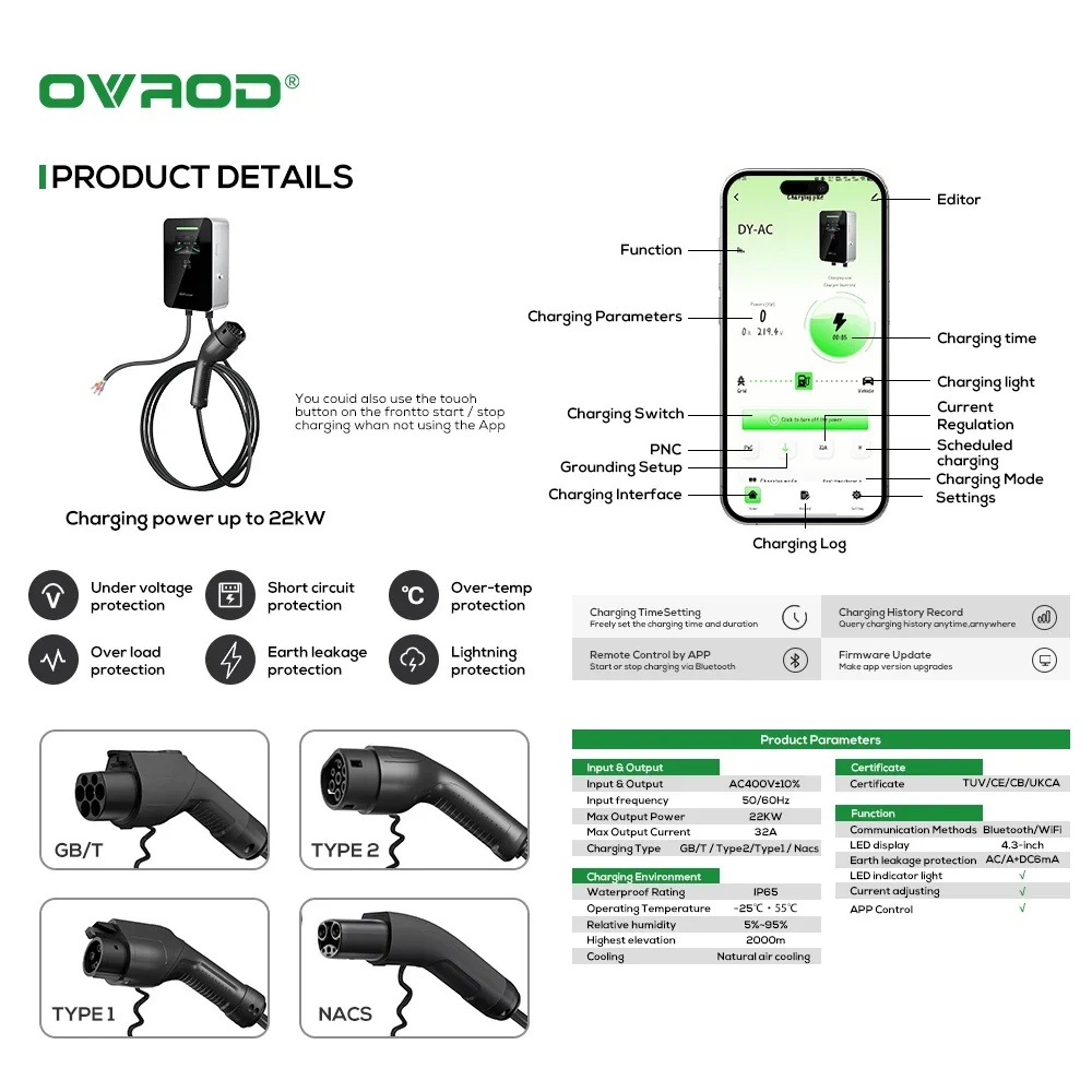 Stasiun Pengisian Daya Mobil L - Ev Charger Type 2 22Kw 32A 3 Phase ulasan dan harga